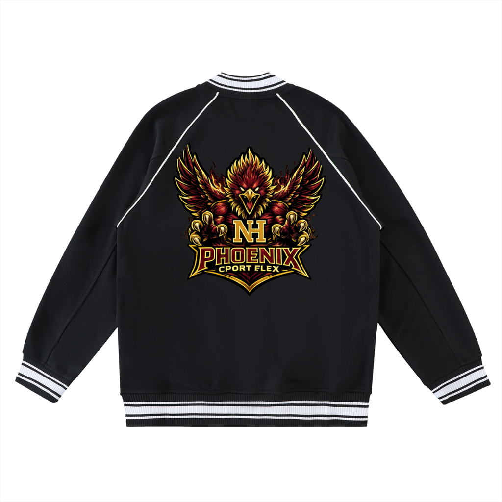 Contrast Trim Raglan Varsity Jacket