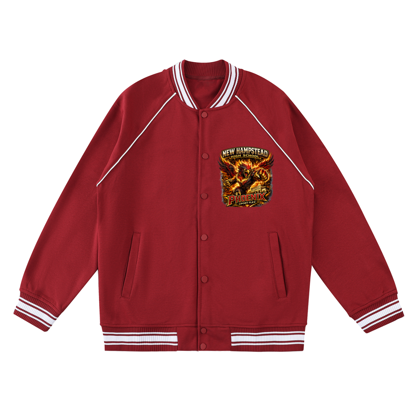 Contrast Trim Raglan Varsity Jacket