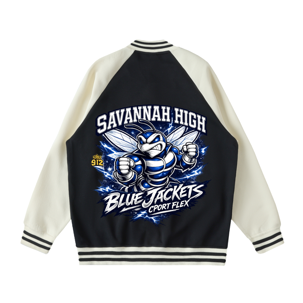 CPort Flex “Where You From?” School Pride Varsity Jacket – Savannah High Bluejackets Edition
