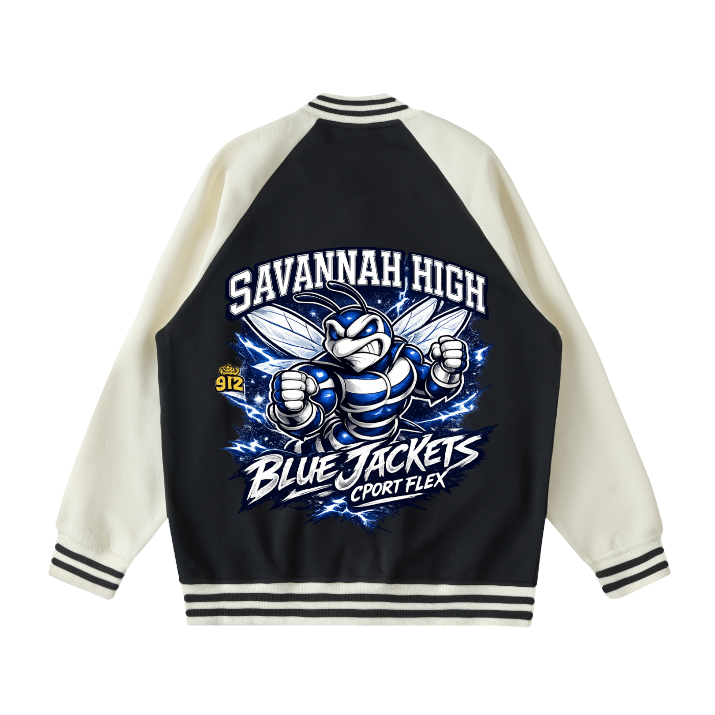 CPort Flex “Where You From?” School Pride Varsity Jacket – Savannah High Bluejackets Edition