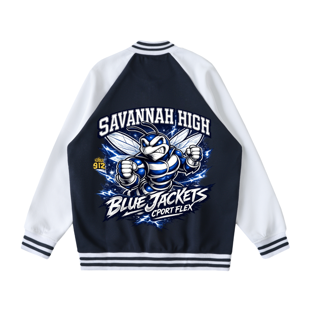 CPort Flex “Where You From?” School Pride Varsity Jacket – Savannah High Bluejackets Edition