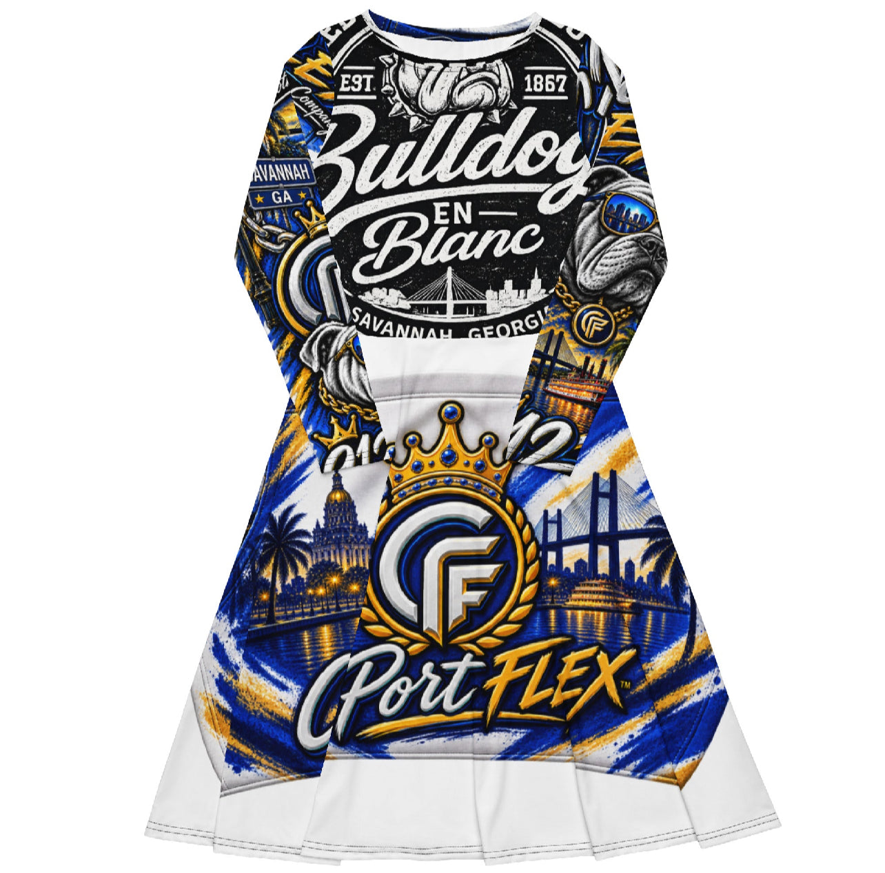 En’Blanc Design For Duex all-over print long sleeve midi dress