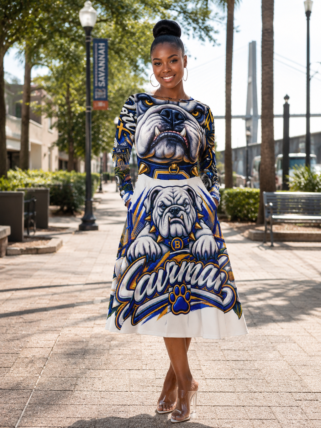 En’Blanc Design For Duex all-over print long sleeve midi dress