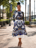 En’Blanc Design For Duex all-over print long sleeve midi dress