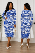 EN BLANC®
 & Bleu All-over print long sleeve midi dress
