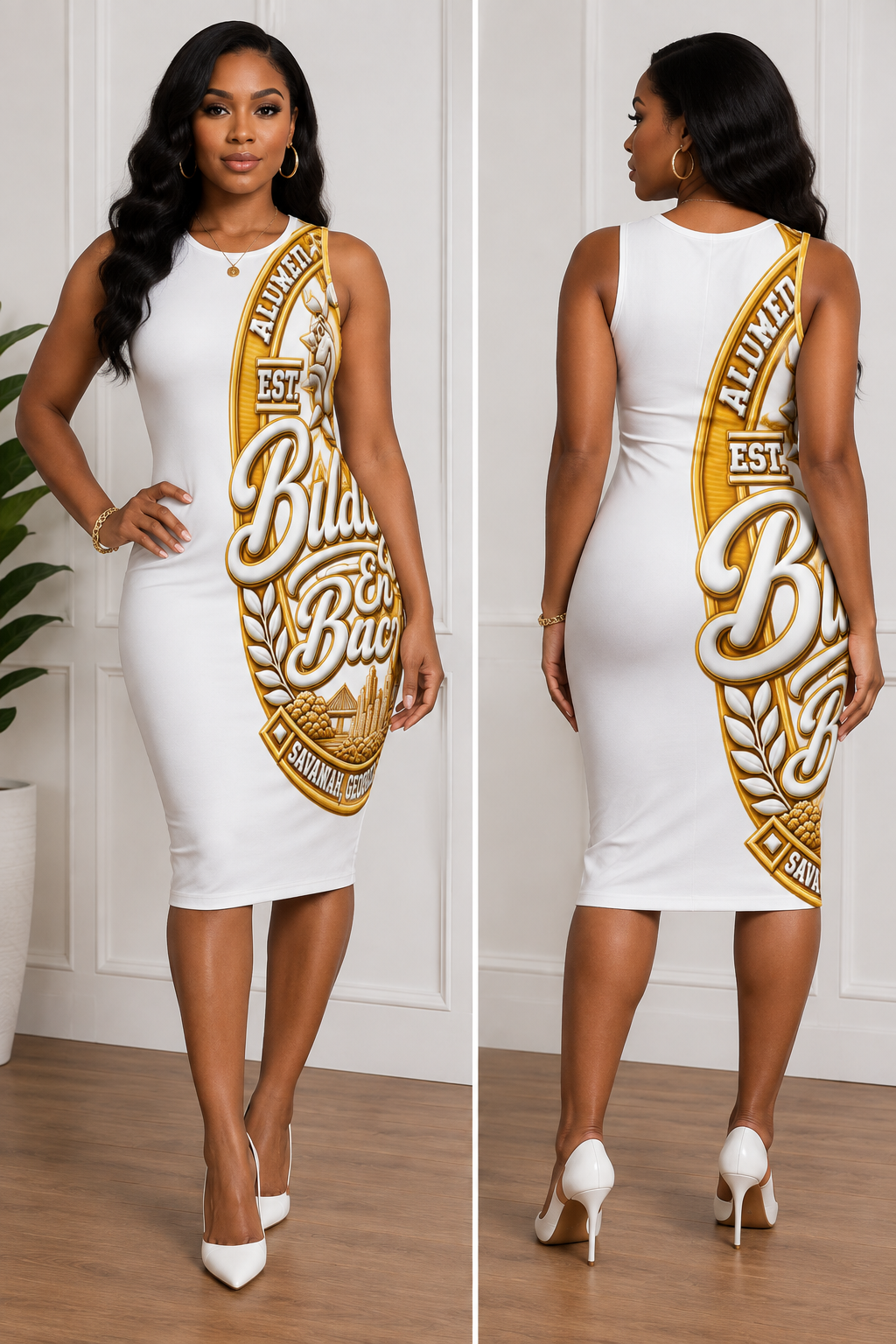 EN BLANC®
 & Gold Bodycon dress