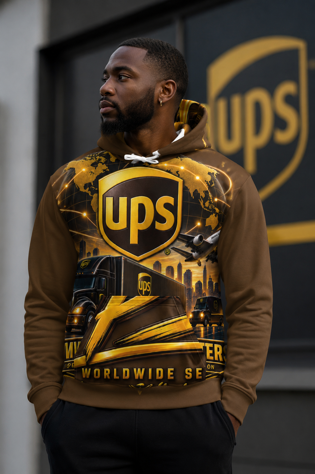 UPS All Over Design 1 Unisex cotton hoodie