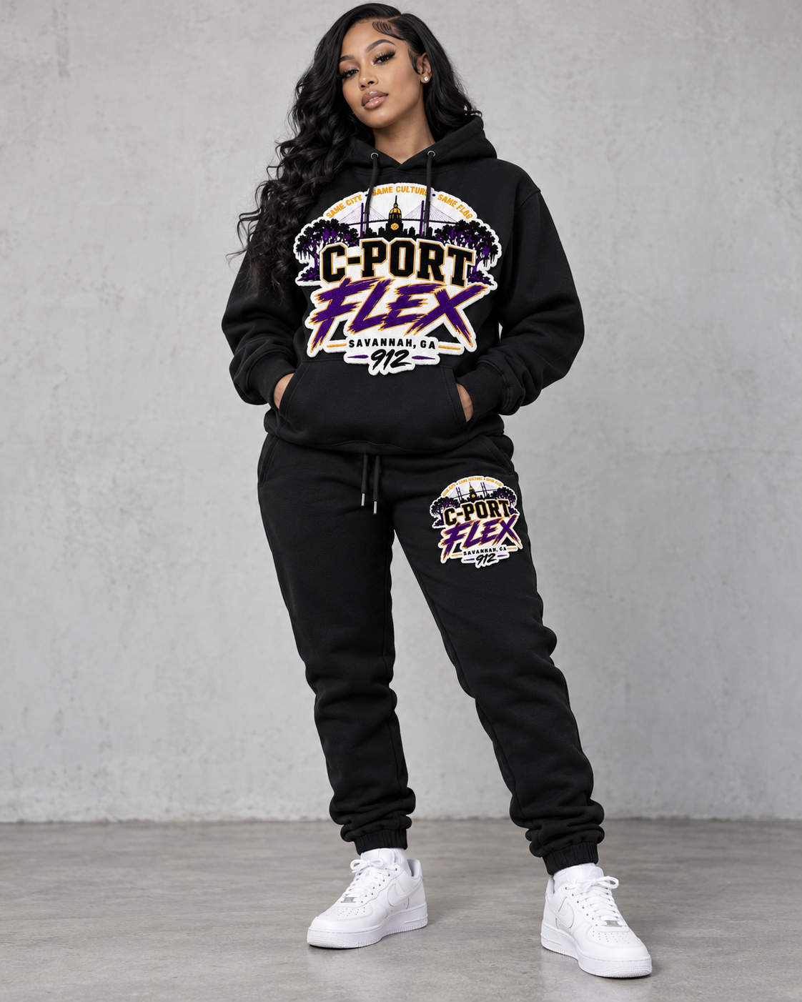 C-Port Flex Savannah Chenille Patch Hoodie & Jogger Set